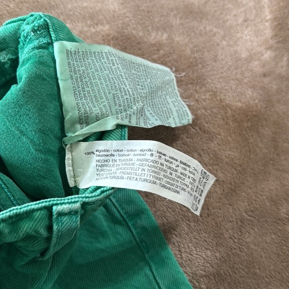 Zara Woman’s Wide Leg Raw Hem Green Jeans - Picture 8 of 10